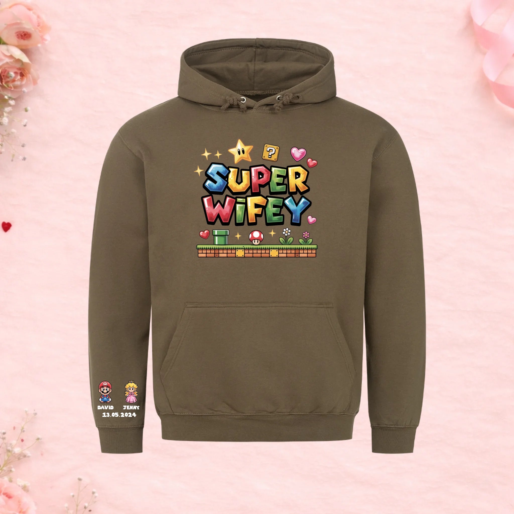 Super Wifey - Hoodie mit Ärmelprint