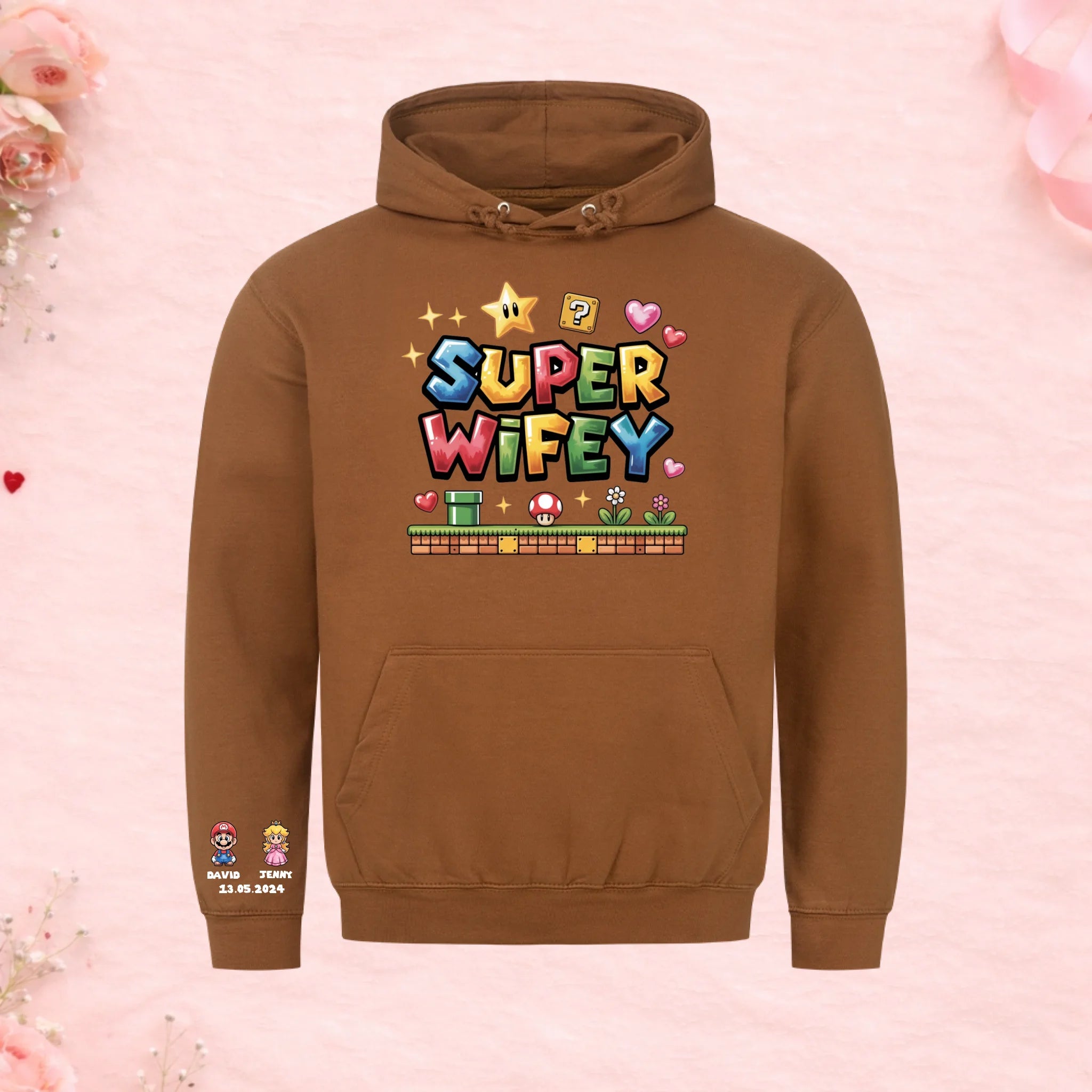 Super Wifey - Hoodie mit Ärmelprint