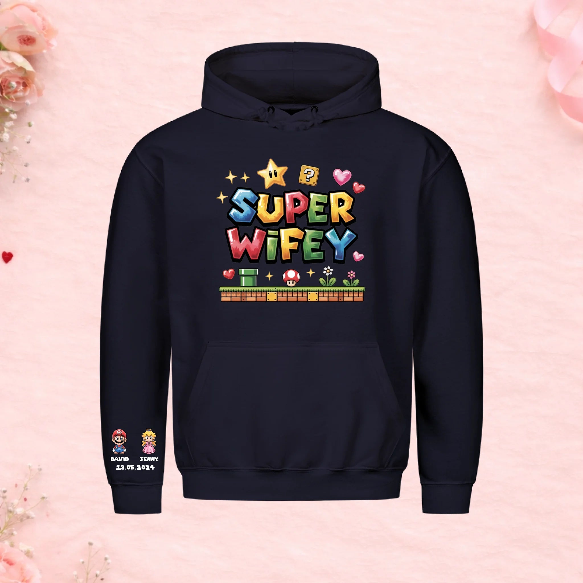 Super Wifey - Hoodie mit Ärmelprint