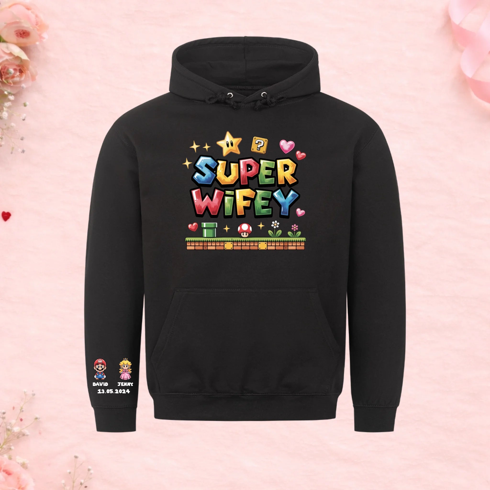Super Wifey - Hoodie mit Ärmelprint