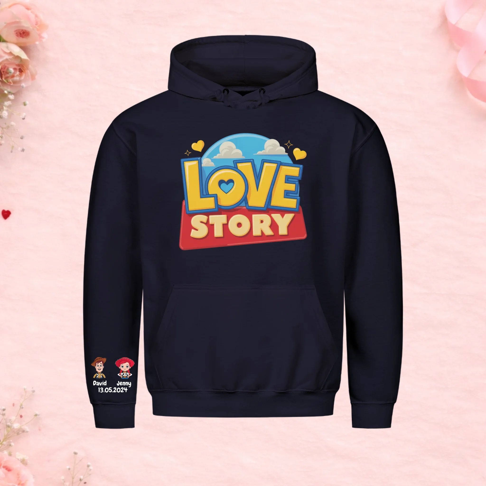 Love Story - Hoodie mit Ärmelprint